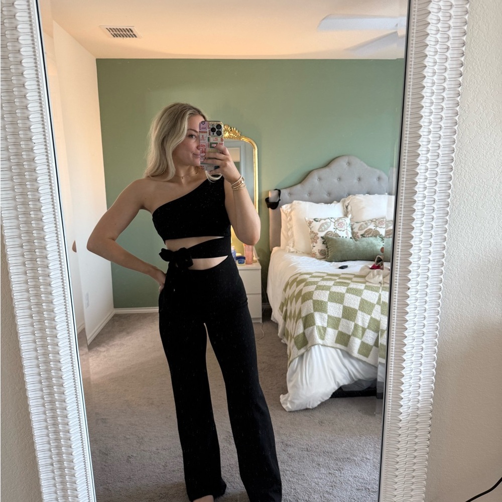 Blue Blush Black Wide Leg Jumpsuit